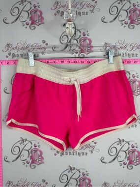 G 21 shorts swim Women's Hot Pink Drawstring Athletic Shorts with Cream Trim